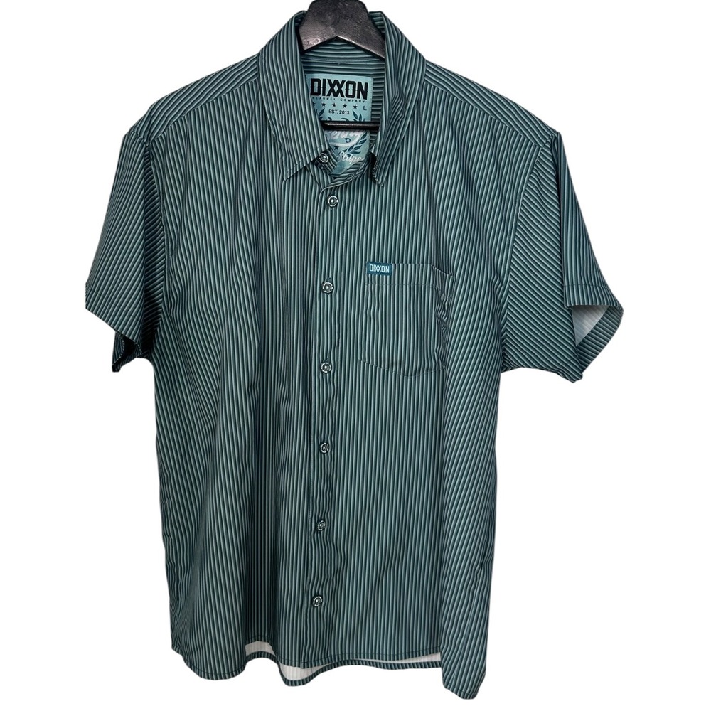 DIXXON Teal Striped Short Sleeve Button-Down Shirt